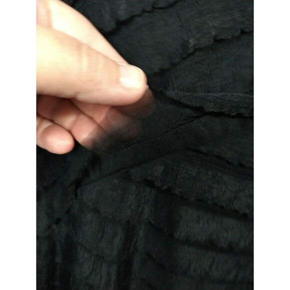 Maggie Barnes Woman 14/16 Blouse Black Front Sheer Tiered Ruffle S/S Pullover - Picture 5 of 9